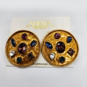 Amrita Singh  / Post Disc Multi Faceted Crystal Gem Earrings  (  Retired )